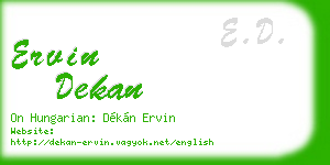 ervin dekan business card